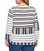 Ruby Rd. Plus Size Soft Eyelash Knit Stripe Boat Neck Long Sleeve Sweater, Color:Ivory Multi - Image 2