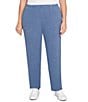 Ruby Rd. Plus Size Soft Heather Knit Pull-On Sweat Pants, Color:Indigo - Image 1