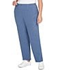 Ruby Rd. Plus Size Soft Heather Knit Pull-On Sweat Pants, Color:Indigo - Image 4