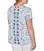 Ruby Rd. Plus Size Soft Knit Bandana Scoop Neck Short Sleeve Top - Image 2