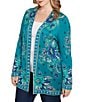 Ruby Rd. Plus Size Soft Knit Vintage Floral Long Sleeve Open-Front Cardigan Sweater, Color:Midnight Multi - Image 4