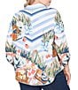 Ruby Rd. Plus Size Soft Poplin Woven Conversational Print Collared 3/4 Sleeve Picnic Top - Image 2