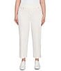Ruby Rd. Plus Size Soft Stretch Denim Pull-On Ankle Pants, Color:Ivory - Image 1