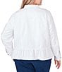 Color:White - Image 2 - Plus Size Soft Stretch Denim Ruffle Peplum Hem Jacket