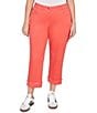 Ruby Rd. Plus Size Soft Stretch Twill Cuffed Hem Girlfriend Pants, Color:Deep Coral - Image 1