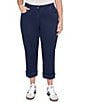 Ruby Rd. Plus Size Soft Stretch Twill Cuffed Hem Girlfriend Pants, Color:Navy - Image 1