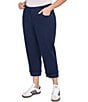 Ruby Rd. Plus Size Soft Stretch Twill Cuffed Hem Girlfriend Pants, Color:Navy - Image 4