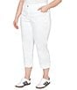 Ruby Rd. Plus Size Soft Stretch Twill Cuffed Hem Girlfriend Pants, Color:White - Image 4