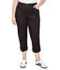 Ruby Rd. Plus Size Soft Stretch Twill Cuffed Hem Girlfriend Pants, Color:Black - Image 1