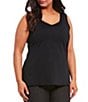 Color:Black - Image 1 - Plus Size Solid Scoop Neck Sleeveless Tank