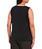 Color:Black - Image 2 - Plus Size Solid Scoop Neck Sleeveless Tank