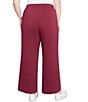 Ruby Rd. Plus Size Solid Scuba Embroidered Wide Leg Pull-On Pants, Color:Raisin - Image 2