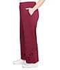 Ruby Rd. Plus Size Solid Scuba Embroidered Wide Leg Pull-On Pants, Color:Raisin - Image 3