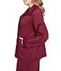 Ruby Rd. Plus Size Solid Scuba Open Floral Cut-Out Embroidered Long Sleeve Snap-Front Jacket, Color:Raisin - Image 3