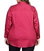 Color:Berry - Image 2 - Plus Size Solid Wrinkle Resistant Point Collar Long Sleeve Button-Front Shirt