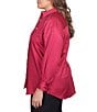 Color:Berry - Image 4 - Plus Size Solid Wrinkle Resistant Point Collar Long Sleeve Button-Front Shirt