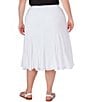 Color:White - Image 2 - Plus Size Solid Yoryu Godet Elastic Waist Knee Length Skirt
