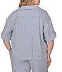 Ruby Rd. Plus Size Spliced Stripe Spread Collar 3/4 Roll-Tab Sleeve Button-Front Jacket - Image 2