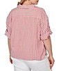 Ruby Rd. Plus Size Spliced Stripe Spread Collar 3/4 Roll-Tab Sleeve Button-Front Jacket - Image 2