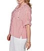 Ruby Rd. Plus Size Spliced Stripe Spread Collar 3/4 Roll-Tab Sleeve Button-Front Jacket - Image 3