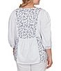 Ruby Rd. Plus Size Split V-Neck 3/4 Sleeve Sharkbite Hem Flowy Top - Image 2