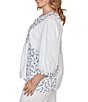 Ruby Rd. Plus Size Split V-Neck 3/4 Sleeve Sharkbite Hem Flowy Top - Image 3