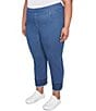 Ruby Rd. Plus Size Straight Leg Embroidered Frayed Hem Pull-On Ankle Pants, Color:Indigo - Image 3