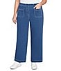 Ruby Rd. Plus Size Stretch Cotton-Blend Patch Pocket Wide Leg Pull-On Jeans, Color:Indigo - Image 1