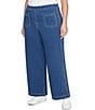 Ruby Rd. Plus Size Stretch Cotton-Blend Patch Pocket Wide Leg Pull-On Jeans, Color:Indigo - Image 4