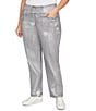 Ruby Rd. Plus Size Stretch Cotton-Blend Straight Slim Leg Metallic Denim Pull-On Jeans, Color:Smoke Multi - Image 4