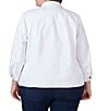 Color:White - Image 2 - Plus Size Stretch Denim 3/4 Sleeve Button-Front Jacket