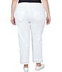 Color:White - Image 2 - Plus Size Stretch Denim Double Scallop Eyelet Fringe Hem Pull-On Ankle Jeans