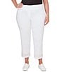Color:White - Image 1 - Plus Size Stretch Denim Embroidered Eyelet Hem Pull-On Ankle Jeans
