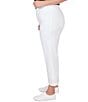 Color:White - Image 3 - Plus Size Stretch Denim Embroidered Eyelet Hem Pull-On Ankle Jeans