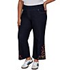 Ruby Rd. Plus Size Stretch Denim Embroidered Hem Pull-On Pants - Image 4