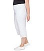 Color:White - Image 3 - Plus Size Stretch Embroidered Eyelet Hem Pull-On Capri Pants