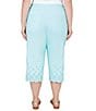 Color:Clear Blue - Image 2 - Plus Size Stretch Embroidered Eyelet Hem Pull-On Capri Pants
