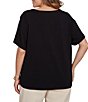 Ruby Rd. Plus Size Stretch Knit Embroidered Floral Boat Neck Short Sleeve Tee - Image 2