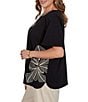 Ruby Rd. Plus Size Stretch Knit Embroidered Floral Boat Neck Short Sleeve Tee - Image 3