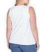 Color:White - Image 2 - Plus Size Stretch Knit Scoop Neck Sleeveless Tank Top