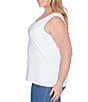 Color:White - Image 3 - Plus Size Stretch Knit Scoop Neck Sleeveless Tank Top