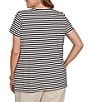 Ruby Rd. Plus Size Stretch Knit Stripe Toucan Heat-Set Embroidered Scoop Neck Short Sleeve Tee - Image 2