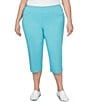 Color:Aruba Blue - Image 1 - Plus Size Stretch Pull-On Side Slit Hem Capri Pants
