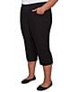 Ruby Rd. Plus Size Stretch Straight Leg Pull-On Capri Pants, Color:Black - Image 1