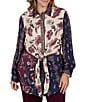 Ruby Rd. Plus Size Stretch Twill Garden Floral Point Collar Long Sleeve Button Front Shirt - Image 1