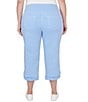 Color:Blue Moon Multi - Image 2 - Plus Size Stripe Fringed Trim Hem Pull-On Capri Pants