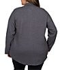 Color:Charcoal - Image 2 - Plus Size Sweater Knit Snap Front Shirt Jacket
