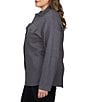 Color:Charcoal - Image 3 - Plus Size Sweater Knit Snap Front Shirt Jacket