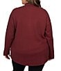 Color:Maroon - Image 2 - Plus Size Sweater Knit Snap Front Shirt Jacket