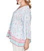Ruby Rd. Plus Size Tapestry Border Print V-Neck 3/4 Sleeve Blouse - Image 3